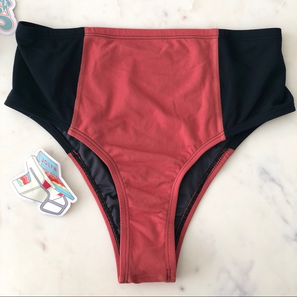JOLYN Swim AVERY NATIA Bottoms High-Waisted (two) MED & ROCKY Head Cap - Picture 4 of 11